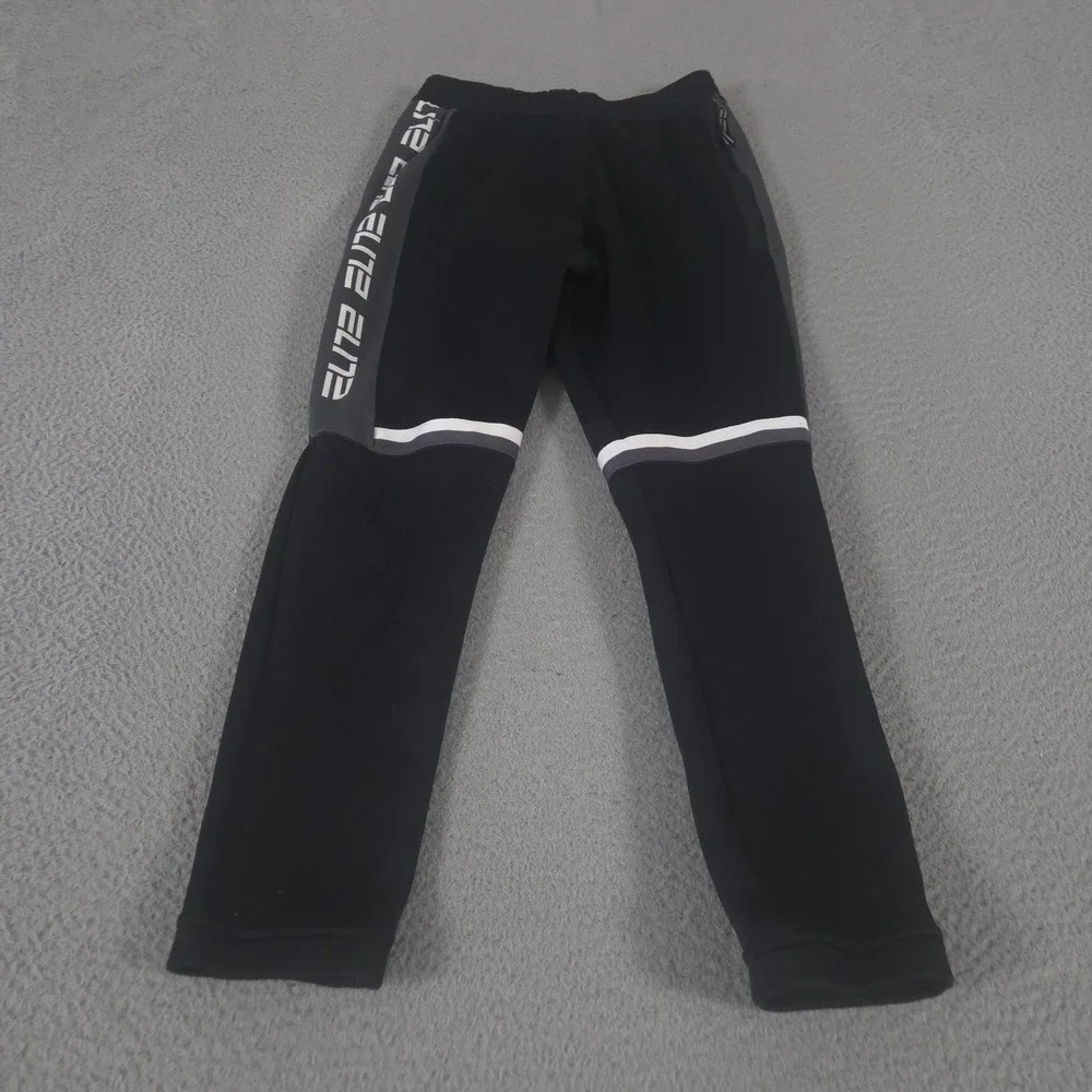 Nike Sweatpants Boys L Black Therma Tapered Training Pants Poly Fleece Mesh Logo